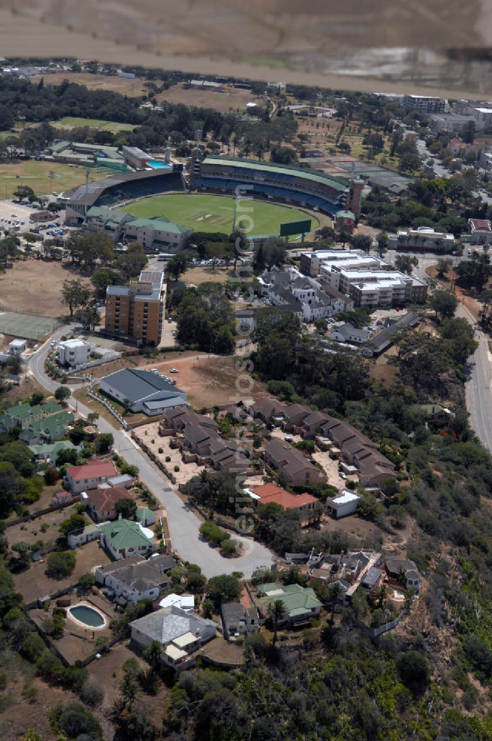 Aerial photograph Port Elizabeth - View of a housing area in Port Elizabeth Central. Also there is the sahara oval st Georges cricket ground