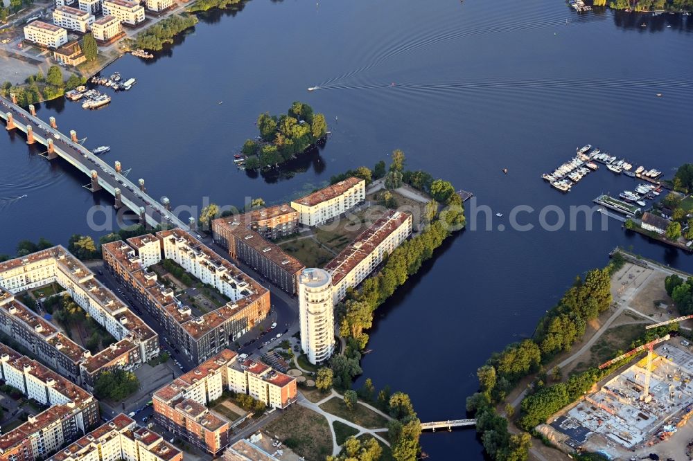 Aerial image Berlin - Residential area Quartier Havelspitze at Wasserstadt Spandau in Berlin, Germany