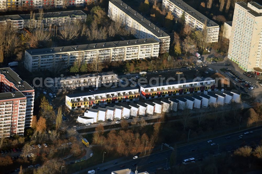 Berlin from above - Residential area a row house settlement Im Achterkastell destrict Lichtenberg in Berlin