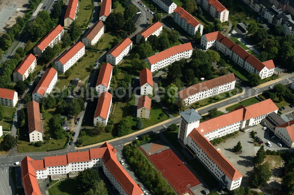 Aerial image Aue - Residential area a row house settlement in der Agricolastrasse in Aue in the state Saxony