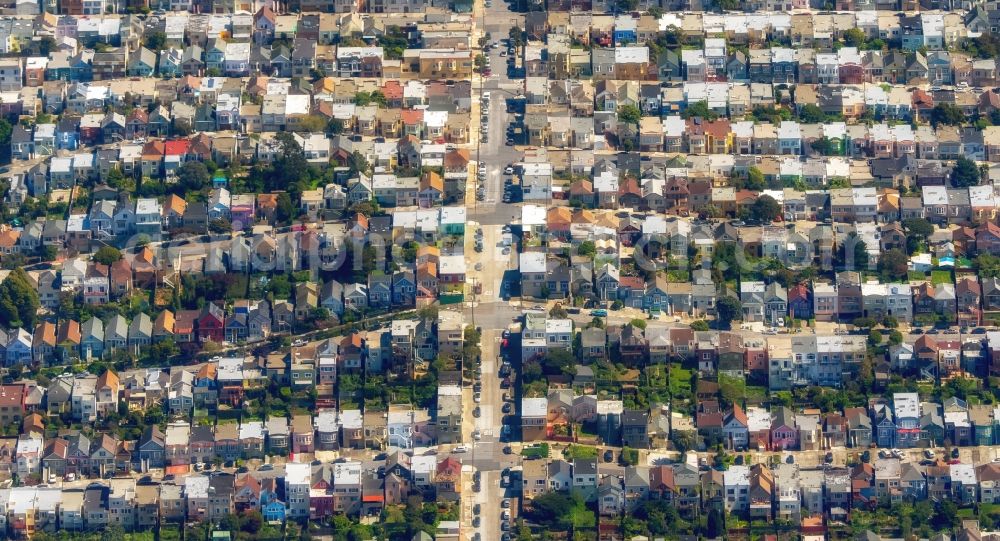 San Francisco from above - Residential area a row house settlement on Bay Area in San Francisco in California, USA