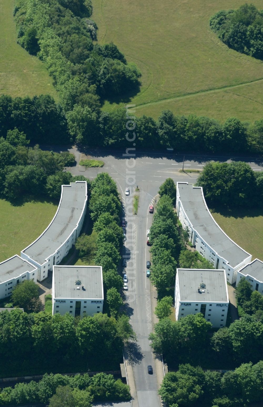 Dortmund from above - Residential area a row house settlement in Dortmund in the state North Rhine-Westphalia