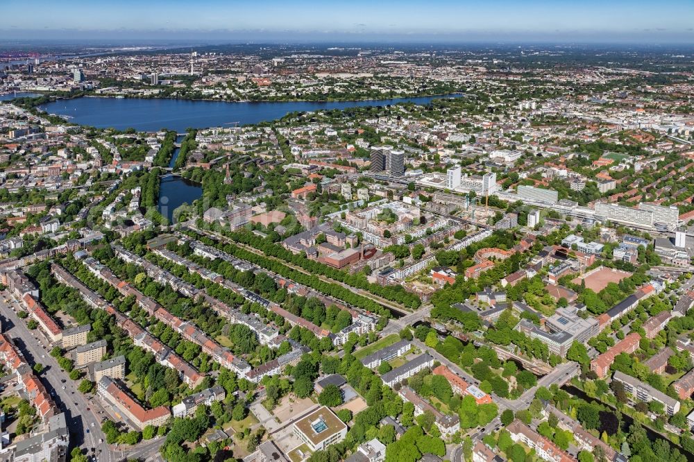 Aerial photograph Hamburg - Residential area a row house settlement Eilenau - Hagenau - Blumenau in the district Eilbeck in Hamburg, Germany