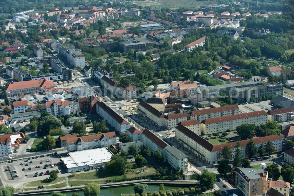 Aerial photograph Rathenow - Residential area a row house settlement along the Berliner Strasse in Rathenow in the state Brandenburg