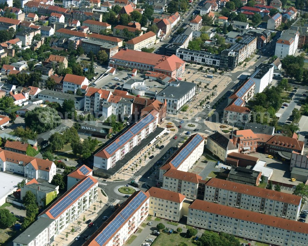 Rathenow from above - Residential area a row house settlement along the Berliner Strasse in Rathenow in the state Brandenburg