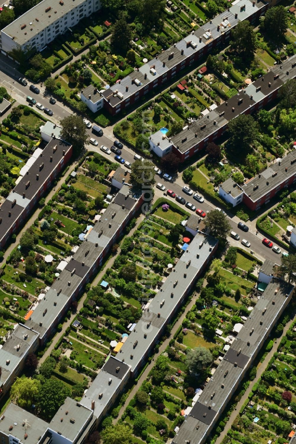 Berlin from above - Residential area a row house settlement along the Gielower Strasse in Berlin, Germany