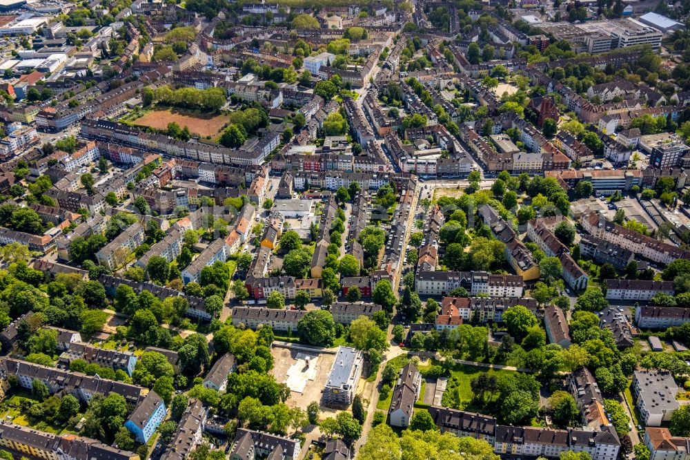 Essen from above - Residential area a row house settlement on street Markscheide in the district Altendorf in Essen at Ruhrgebiet in the state North Rhine-Westphalia, Germany