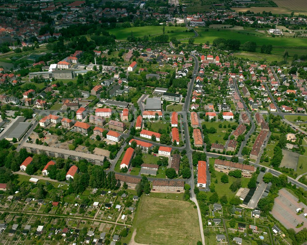 Aerial photograph Großenhain - Residential area a row house settlement in Großenhain in the state Saxony, Germany