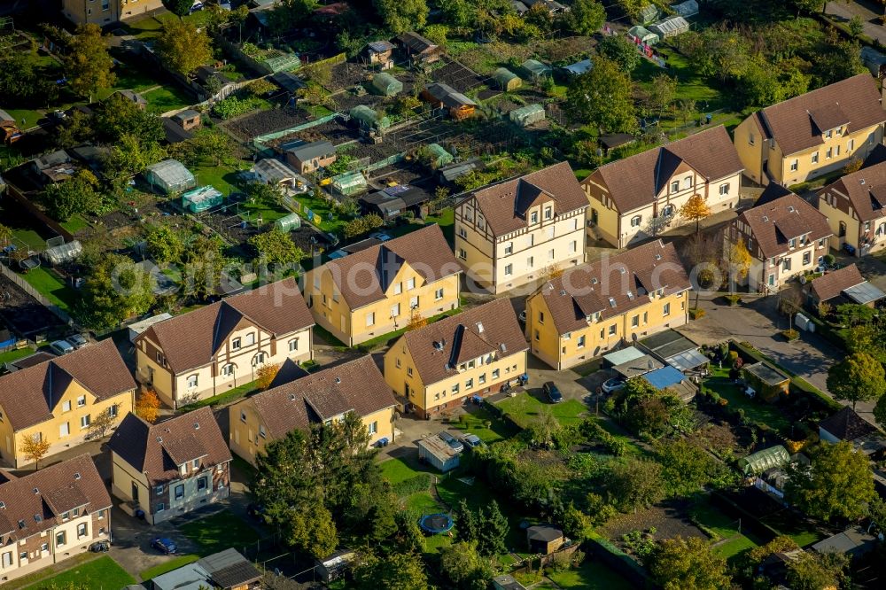 Aerial image Hamm - Residential area a row house settlement in Hamm in the state North Rhine-Westphalia