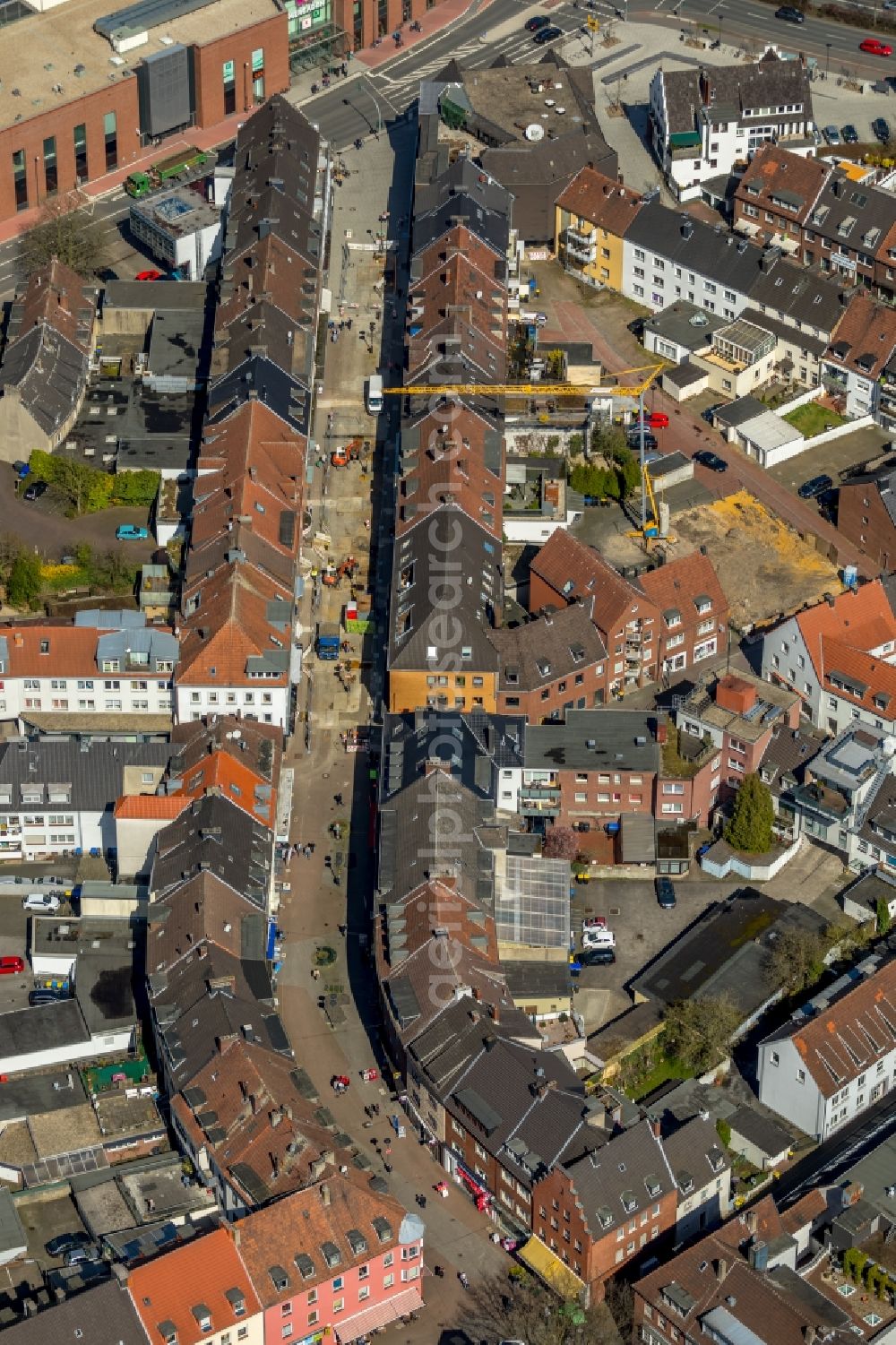 Aerial image Dorsten - Residential area a row house settlement Lippestrasse in Dorsten in the state North Rhine-Westphalia, Germany