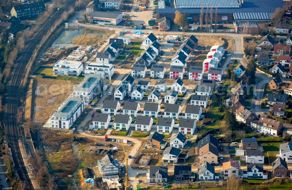 Essen from above - Residential area a row house settlement Breloher Steig on Beulestrasse - Helene-Mueller-Weg in Essen in the state North Rhine-Westphalia