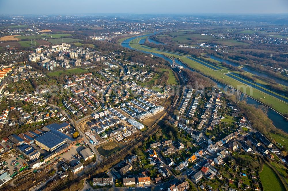 Aerial photograph Essen - Residential area a row house settlement Breloher Steig on Beulestrasse - Helene-Mueller-Weg in Essen in the state North Rhine-Westphalia