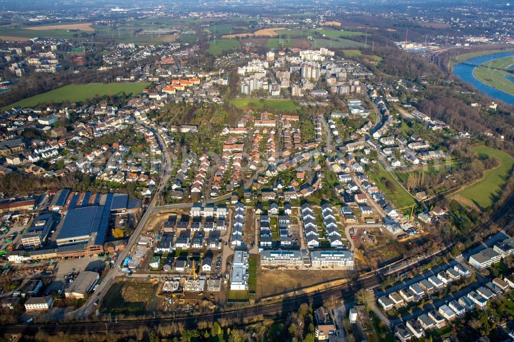 Essen from above - Residential area a row house settlement Breloher Steig on Beulestrasse - Helene-Mueller-Weg in Essen in the state North Rhine-Westphalia