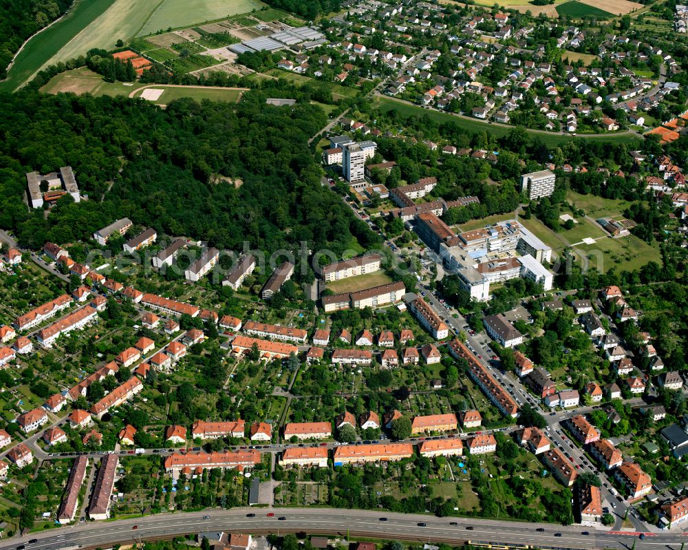 Aerial image Rüppurr - Residential area a row house settlement in Rüppurr in the state Baden-Wuerttemberg, Germany