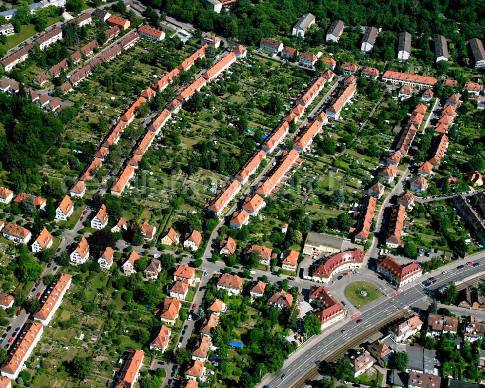 Aerial photograph Rüppurr - Residential area a row house settlement in Rüppurr in the state Baden-Wuerttemberg, Germany