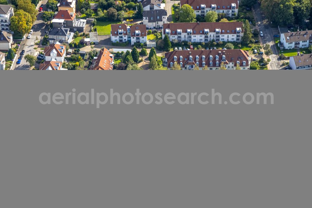 Aerial image Schwelm - Residential area a row house settlement in Schwelm in the state North Rhine-Westphalia, Germany