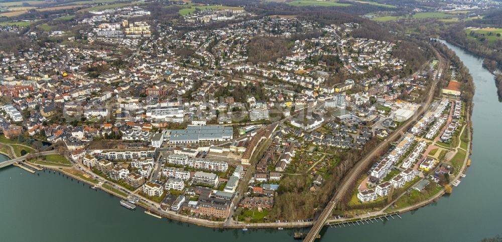 Aerial photograph Essen - Residential area of the terraced housing estate on the between the Ringstrasse and the Bachstrasse in Essen at Ruhrgebiet in the state North Rhine-Westphalia, Germany