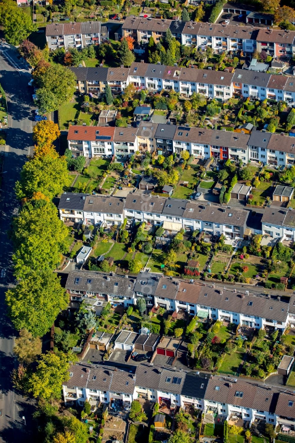 Siegen from above - Residential area a row house settlement in Siegen in the state North Rhine-Westphalia