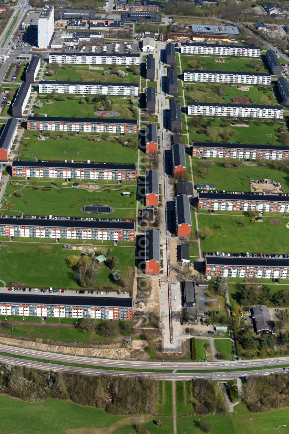 Aerial photograph Ballerup - Residential area a row house settlement Sydbuen - Hedeparken in Ballerup in Region Hovedstaden, Denmark