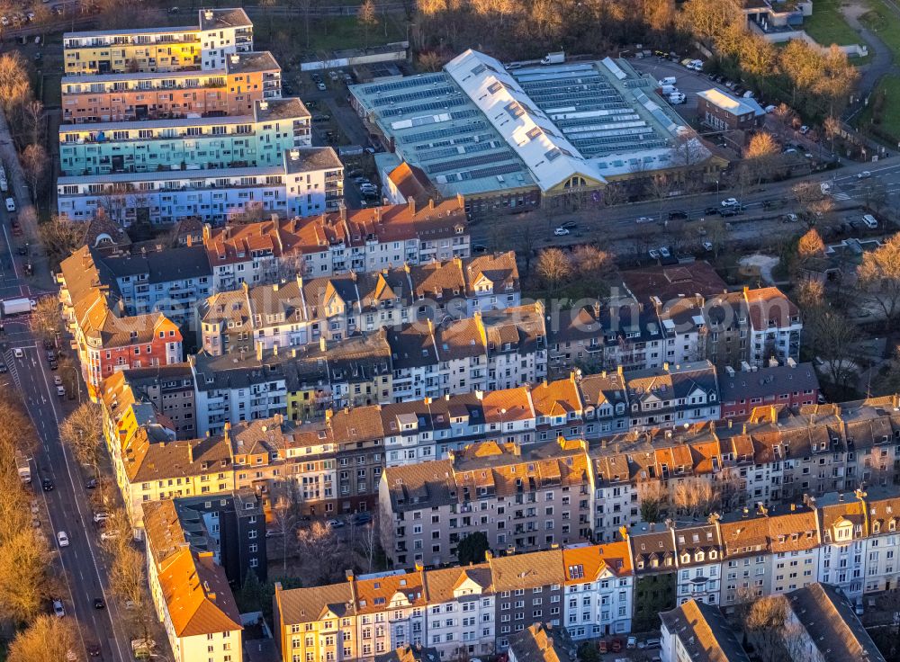 Dortmund from above - Residential area a row house settlement Wielandstrasse - Kleiststrasse - Rueckertstrasse in Dortmund at Ruhrgebiet in the state North Rhine-Westphalia, Germany