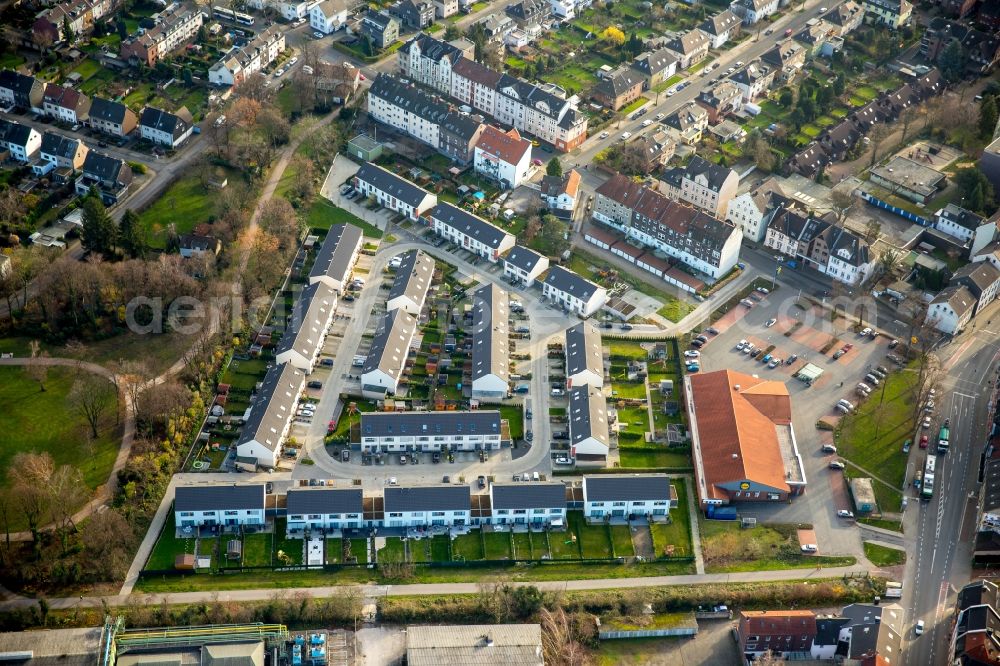 Aerial photograph Gelsenkirchen - Residential area of a row house settlement in Gelsenkirchen in the state of North Rhine-Westphalia