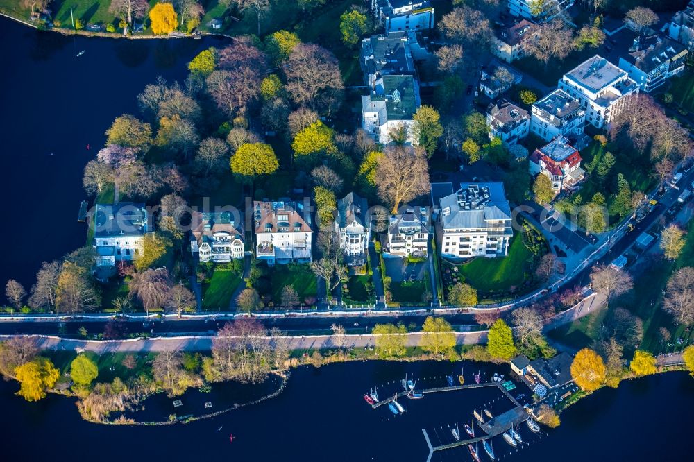 Hamburg from the bird's eye view: Residential area Schoene Aussicht on the Outer Alster in the Uhlenhorst district in Hamburg, Germany