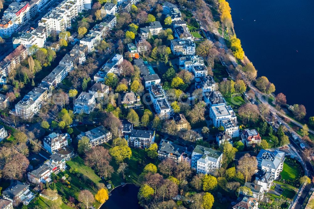 Hamburg from above - Residential area Schoene Aussicht on the Outer Alster in the Uhlenhorst district in Hamburg, Germany