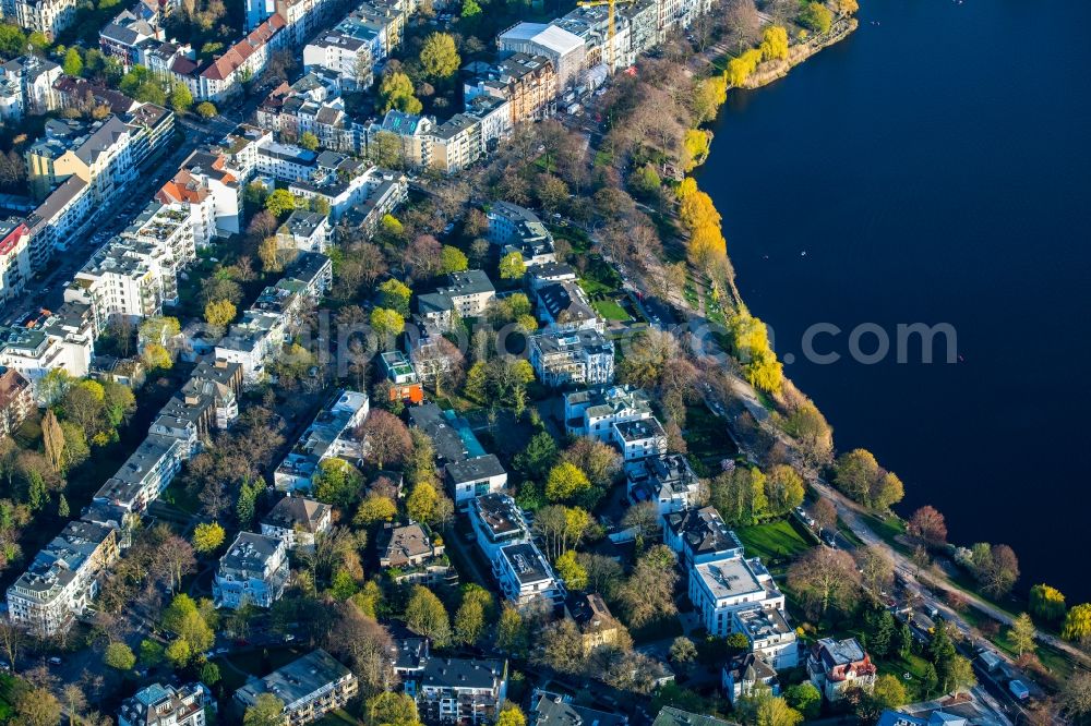 Hamburg from the bird's eye view: Residential area Schoene Aussicht on the Outer Alster in the Uhlenhorst district in Hamburg, Germany