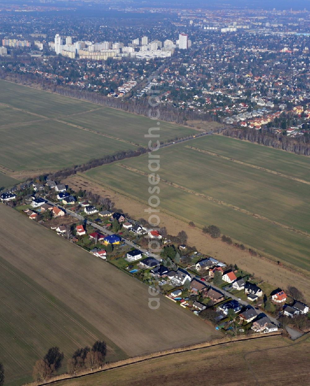 Schönefeld from the bird's eye view: View of a residential area in Schoenefeld in the state Brandenburg