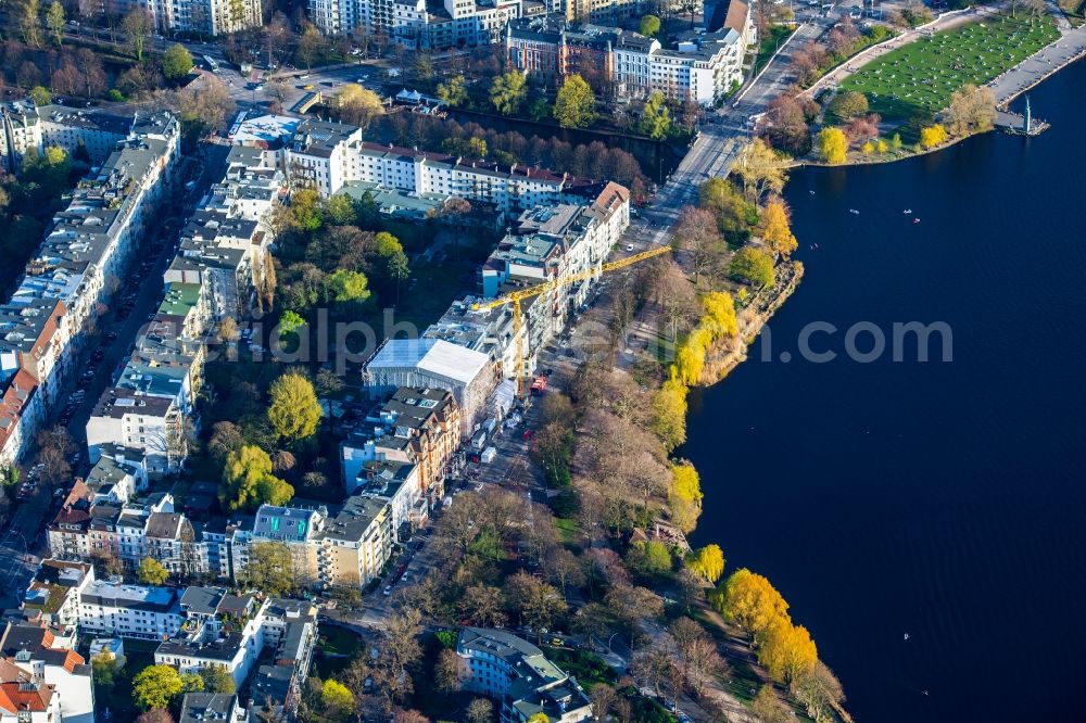 Aerial photograph Hamburg - Residential area Schwanenwiek on the Outer Alster in the district of Uhlenhorst in Hamburg, Germany