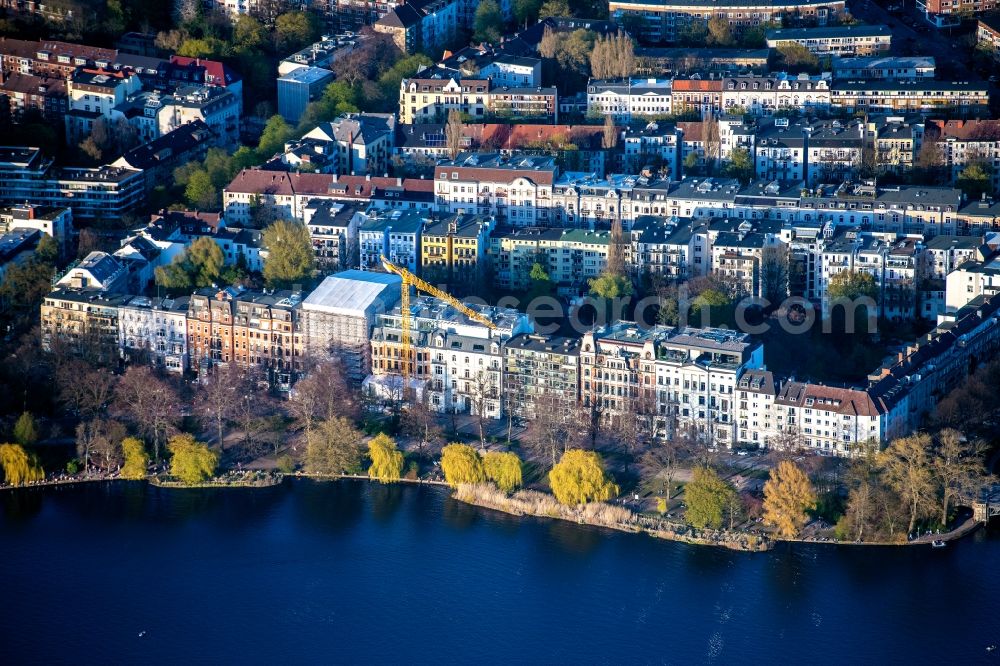 Hamburg from above - Residential area Schwanenwiek on the Outer Alster in the district of Uhlenhorst in Hamburg, Germany