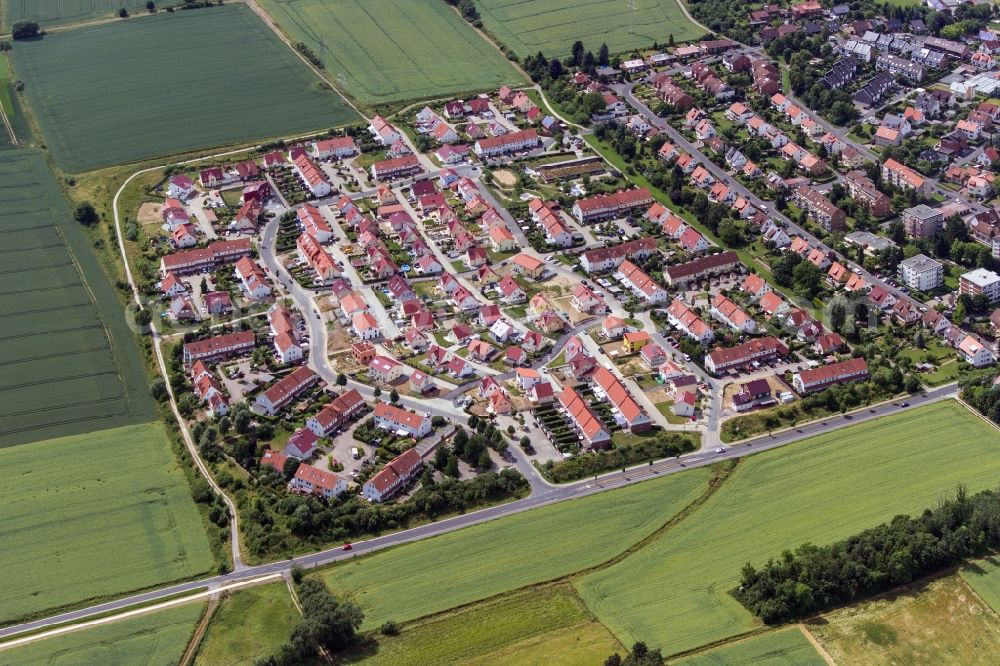 Göttingen from above - Residential area with single-family and terraced houses, Elliehausen district in Goettingen in Lower Saxony