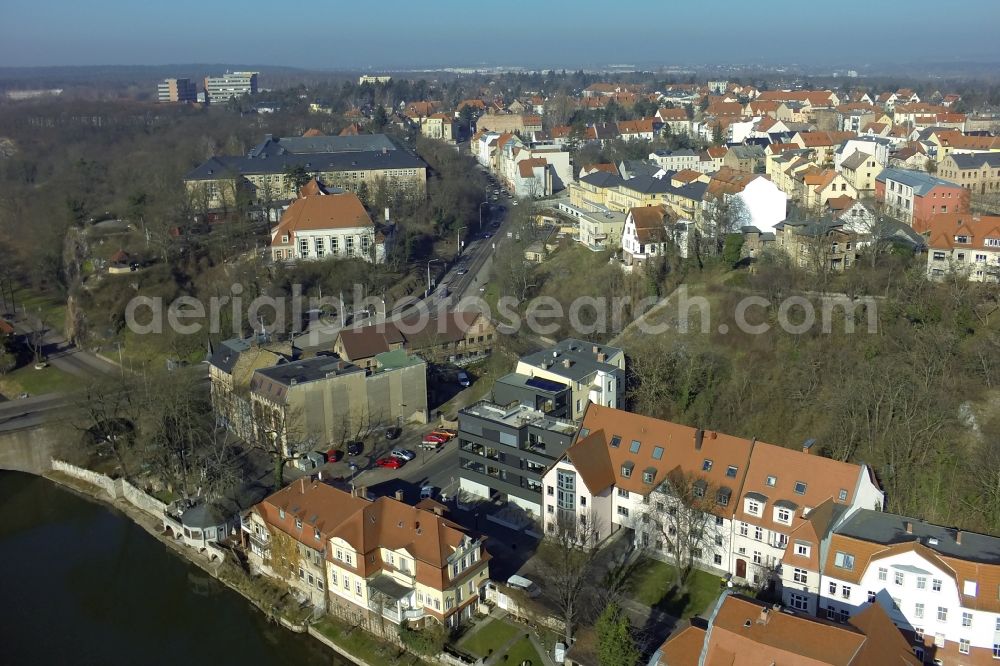 Halle / Saale from above - Residential area on the banks of the Saale in Kroellwitz district in Halle (Saale) in Saxony-Anhalt