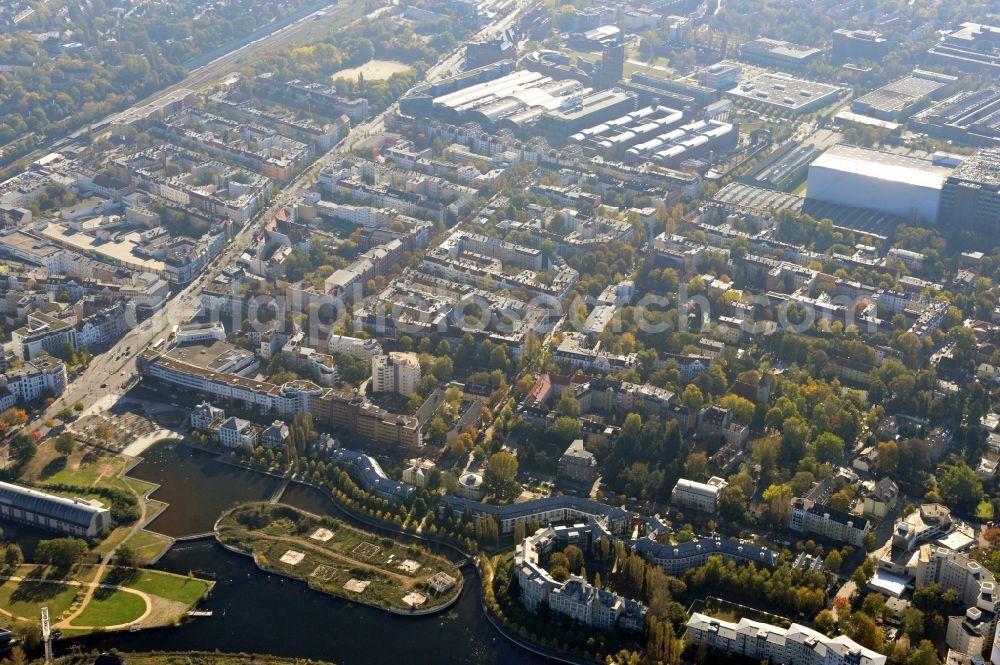 Berlin from above - Residential area of the multi-family house settlement on Tegeler Hafen in the district Reinickendorf in Berlin, Germany