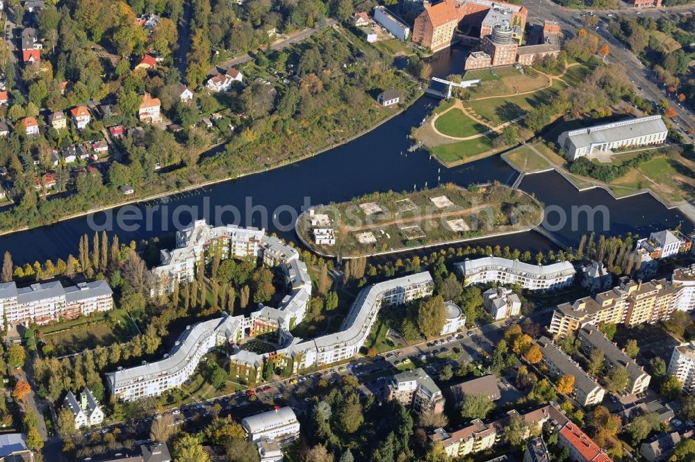 Berlin from the bird's eye view: Residential area of the multi-family house settlement on Tegeler Hafen in the district Reinickendorf in Berlin, Germany