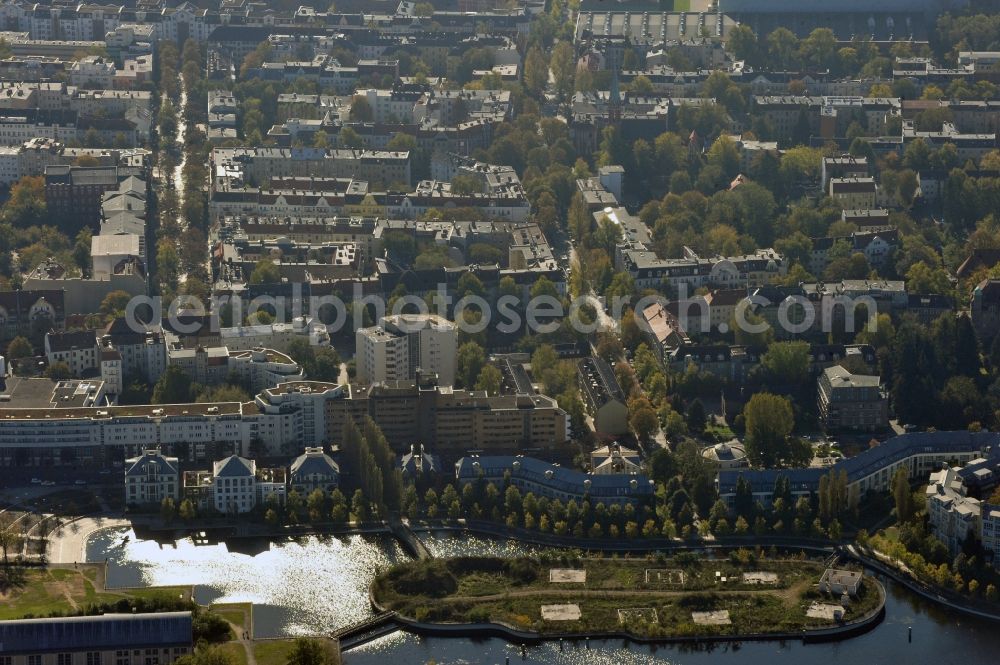 Berlin from above - Residential area of the multi-family house settlement on Tegeler Hafen in the district Reinickendorf in Berlin, Germany