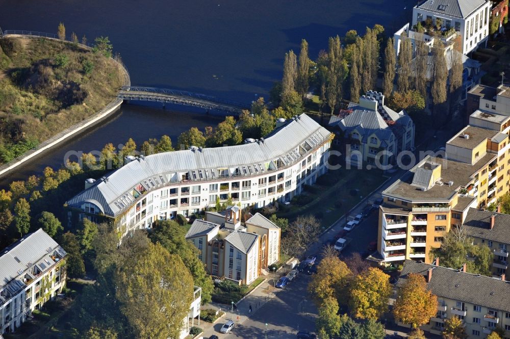 Berlin from above - Residential area of the multi-family house settlement on Tegeler Hafen in the district Reinickendorf in Berlin, Germany