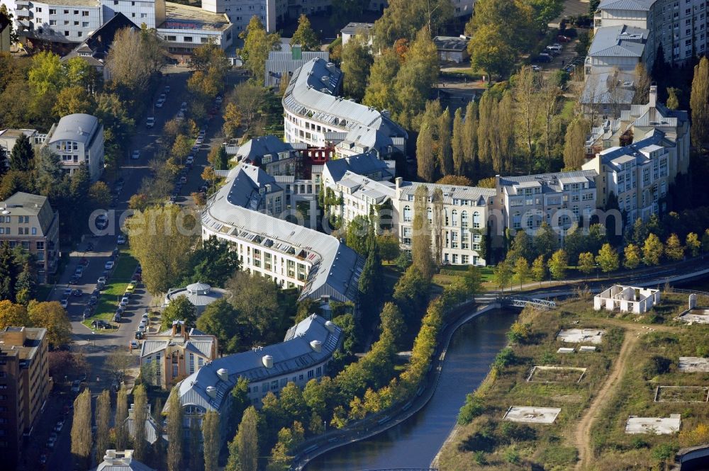 Berlin from above - Residential area of the multi-family house settlement on Tegeler Hafen in the district Reinickendorf in Berlin, Germany