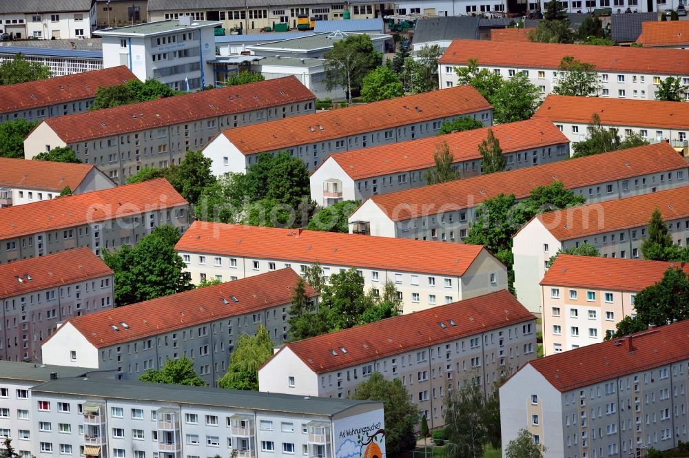 Aerial image Torgau - Tenements resp. block of flaty in the district northwest of Torgau in the state Saxony