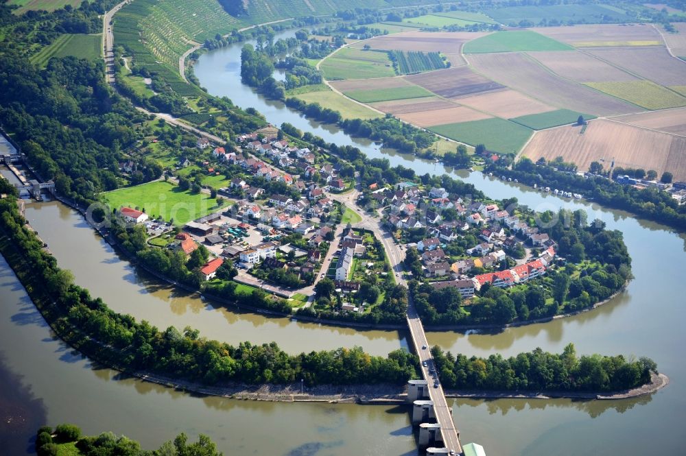 Aerial image Besigheim - View of residential and area at the shore of Neckar in Besigheim in Baden-Wuerttemberg