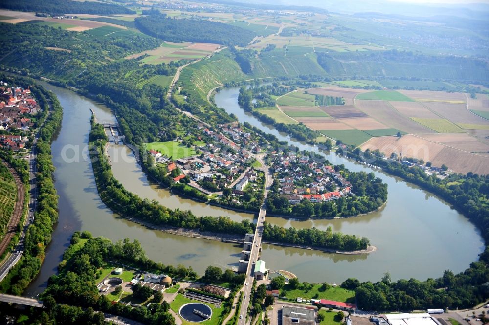 Aerial photograph Besigheim - View of residential and area at the shore of Neckar in Besigheim in Baden-Wuerttemberg