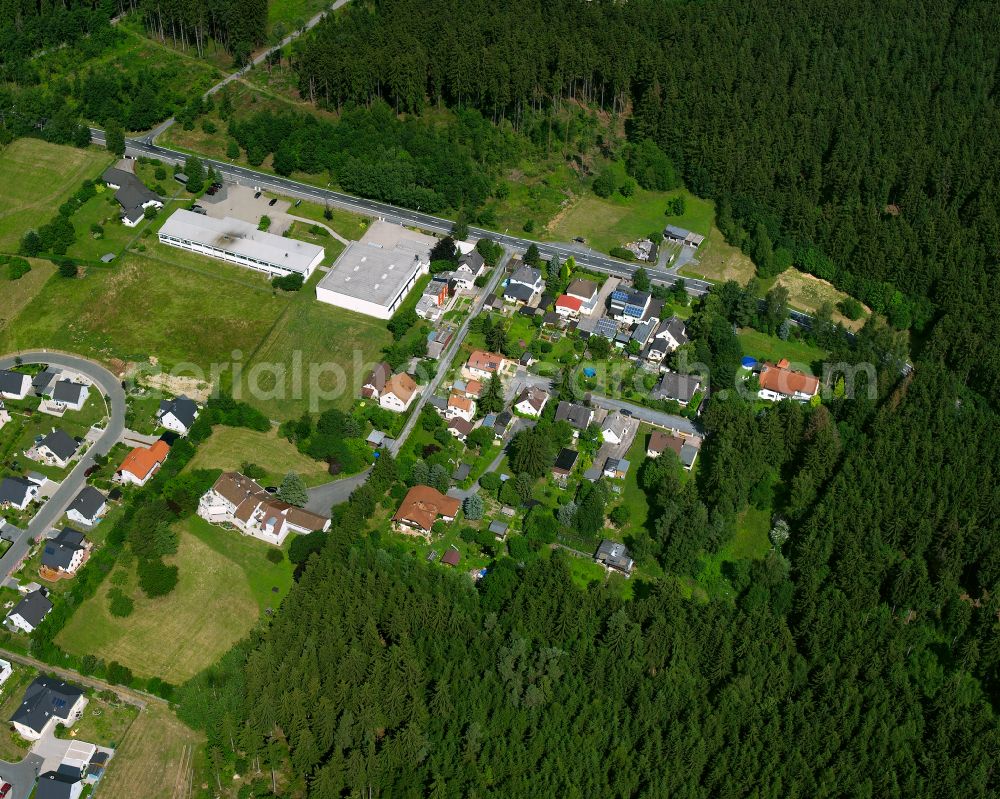 Aerial image Jägersruh - Residential areas on the edge of forest areas in Jägersruh in the state Bavaria, Germany