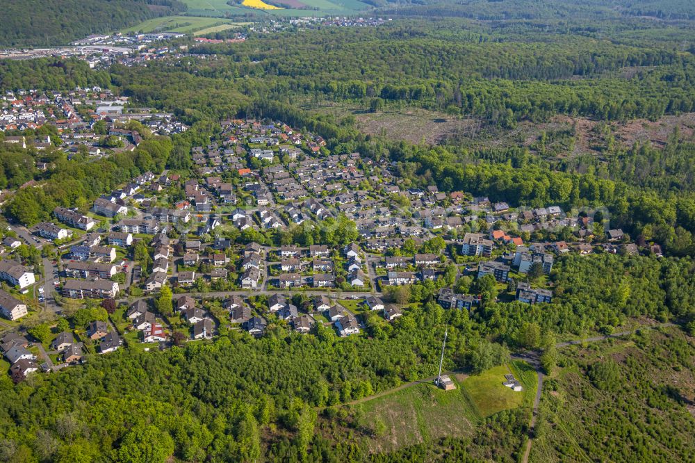 Aerial photograph Neheim - Residential areas on the edge of forest areas in Neheim at Sauerland in the state North Rhine-Westphalia, Germany