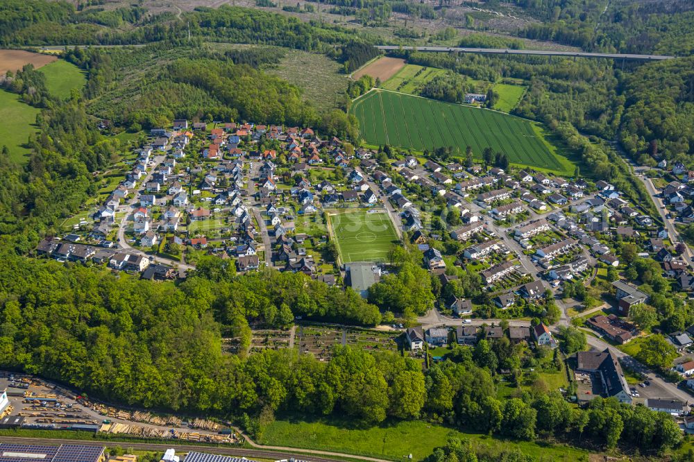 Niedereimer from above - Residential areas on the edge of forest areas in Niedereimer in the state North Rhine-Westphalia, Germany