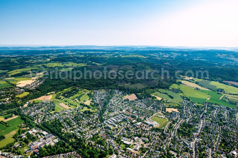 Lemgo from above - Residential areas on the edge of forest areas Stadtwald - Forst on street Graeferstrasse in Lemgo in the state North Rhine-Westphalia, Germany