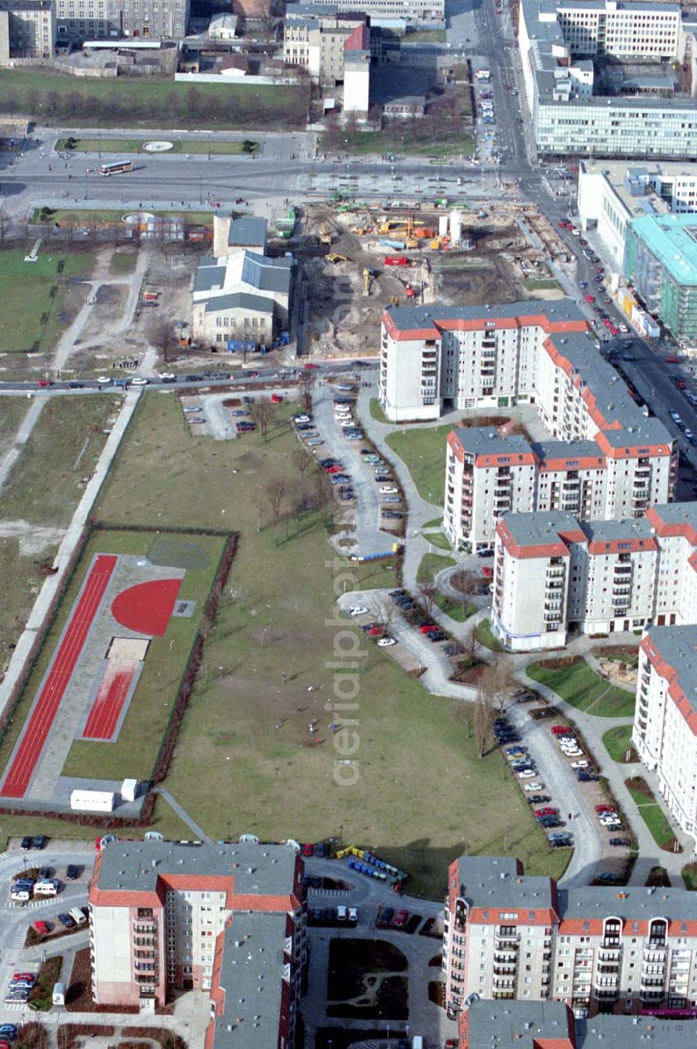 Aerial image Berlin - 06.03.1995 Wohngebiet Wilhelmstrasse in Berlin-Mitte