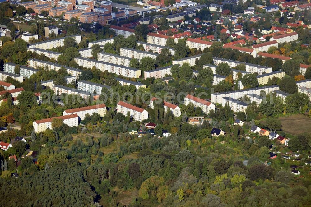 Aerial photograph Berlin - View of a residential area between Dregerhoffstrasse and Lienhardweg with green space of the Koepenick city forest in Berlin. The houses are located near the banks of the river Dahme