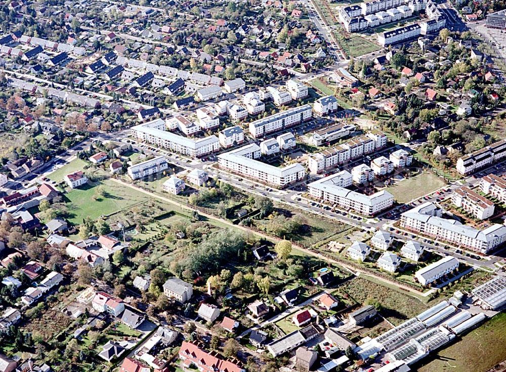 Berlin-Pankow from the bird's eye view: Wohngebiet zwischen Gartenstraße und Kalvinistenweg in Buchholz (Bezirk Berlin-Pankow).