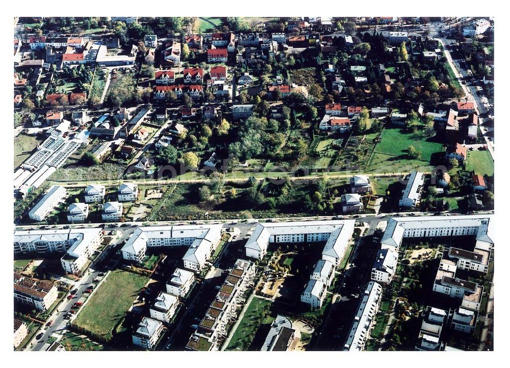 Berlin-Pankow from above - Wohngebiet zwischen Gartenstraße und Kalvinistenweg in Buchholz (Bezirk Berlin-Pankow).