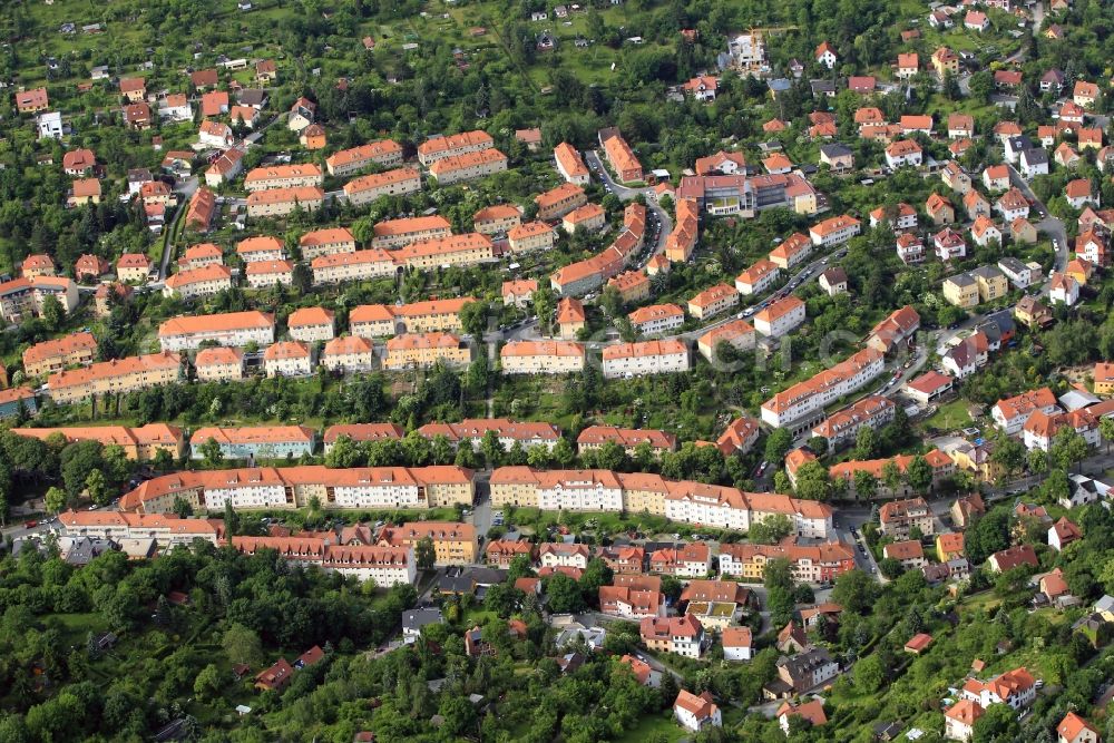 Jena from above - In the municipality Ziegenhain of Jena in Thuringia ish is the residential area Ziegenhainer road - Heimstaetten road